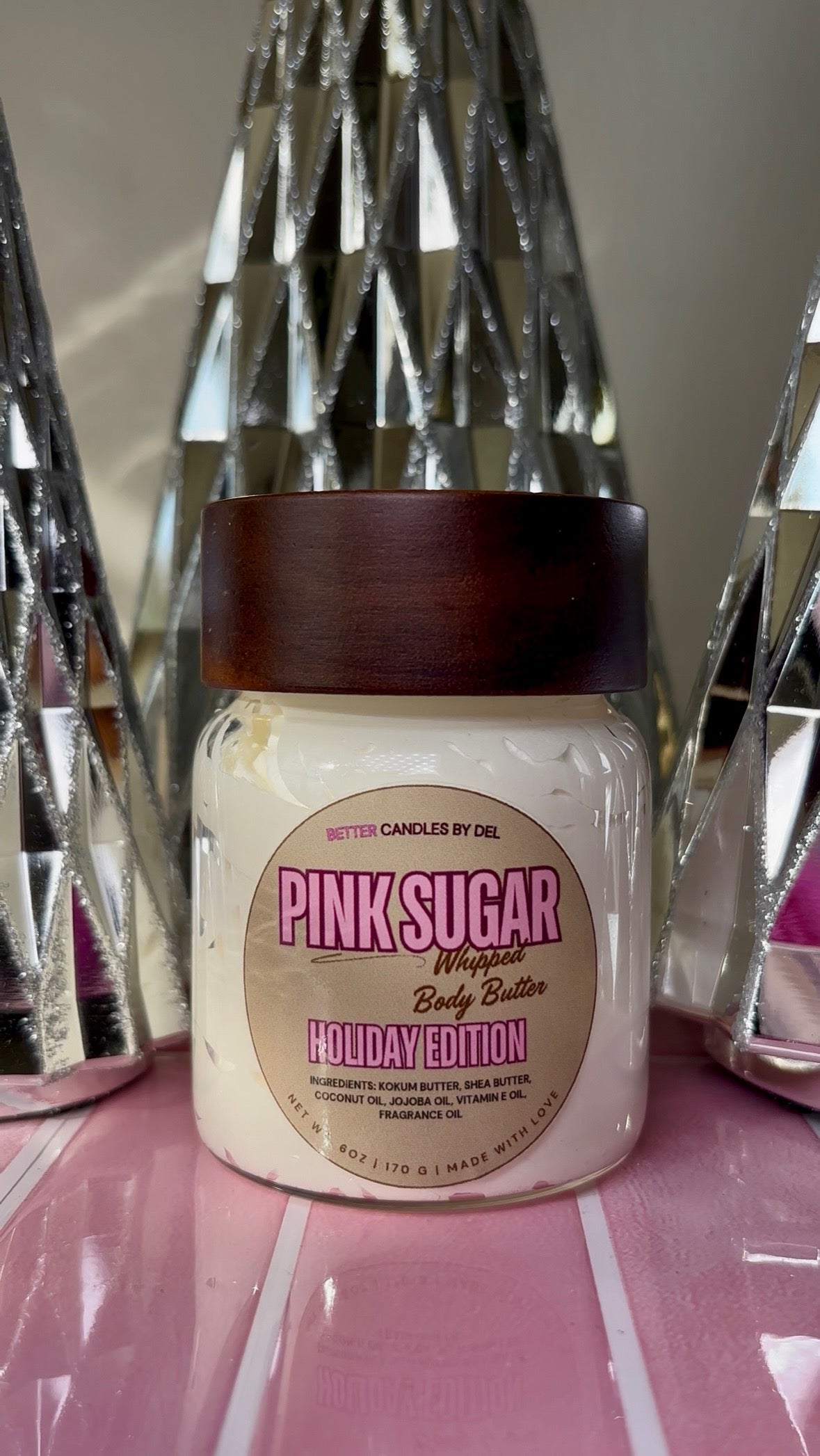 (Glass jar)(Available for Pre-Order) 6 oz Pink Sugar Whipped Body Butter- Ships in 2-3 business days.